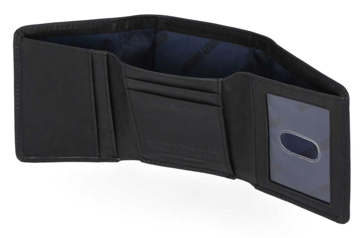Portefeuille en cuir noir à trois volets pour homme Harley-Davidson® - MWM064