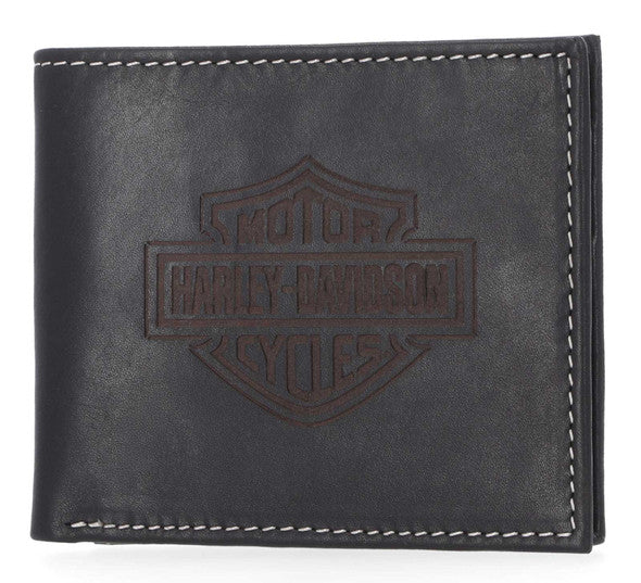 Portefeuille en cuir noir Harley-Davidson® pour homme - MWM066-BLACK