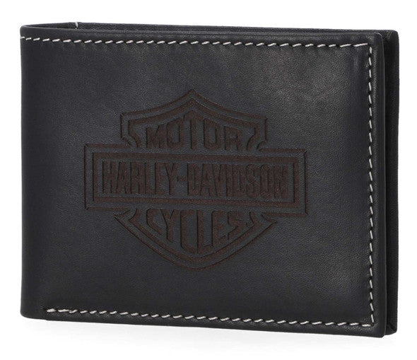 Portefeuille en cuir noir pour homme Harley-Davidson® - MWM072-BLACK