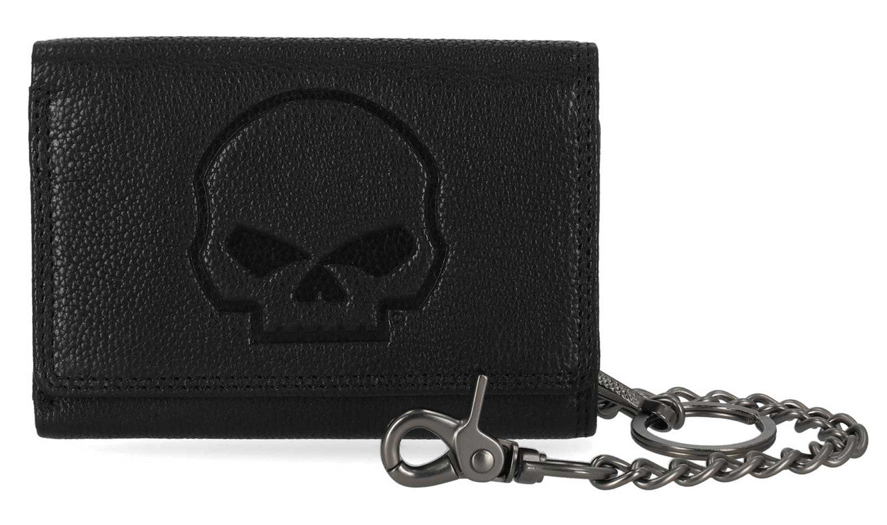 Portefeuille en cuir noir à motif tête de mort en relief pour homme H-D® - MWM101/08