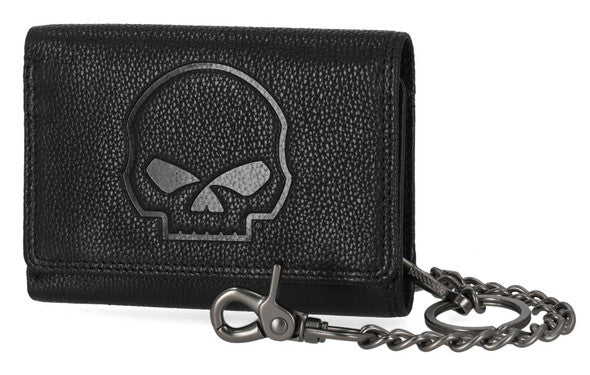 Portefeuille en cuir noir à motif tête de mort en relief pour homme H-D® - MWM101/08