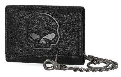 Portefeuille en cuir noir à motif tête de mort en relief pour homme H-D® - MWM101/08