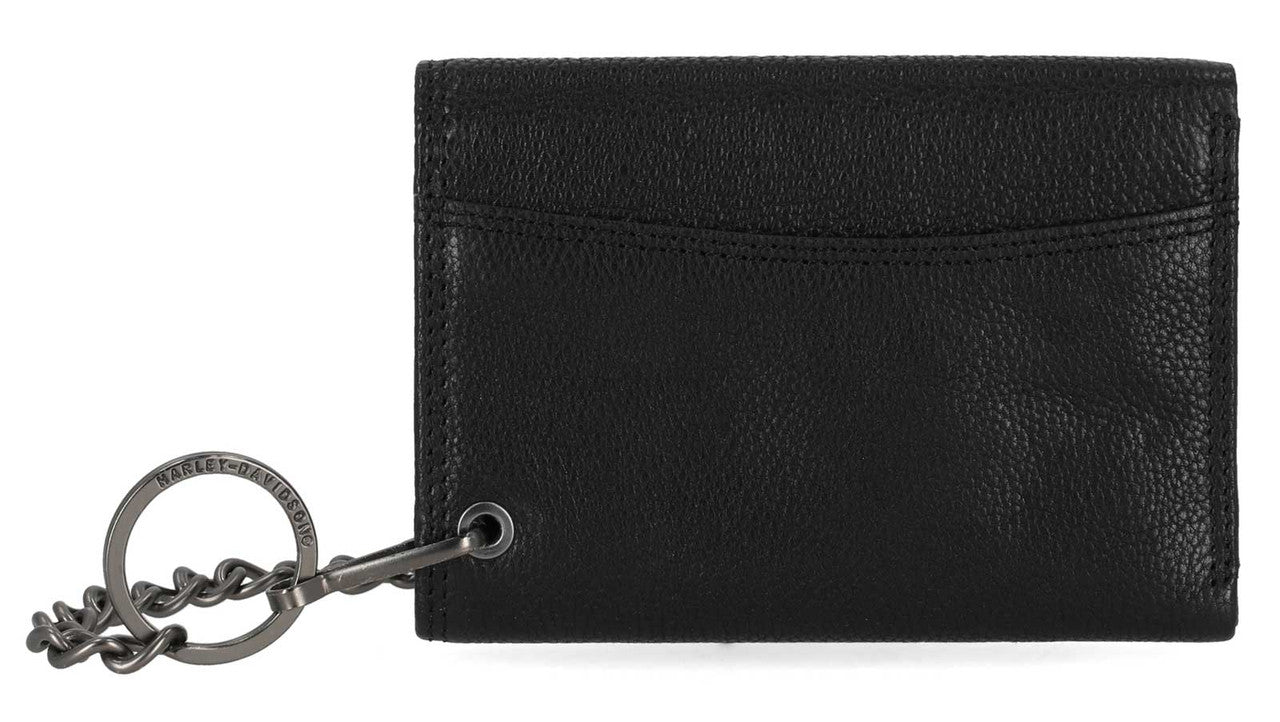 Portefeuille en cuir noir à motif tête de mort en relief pour homme H-D® - MWM101/08