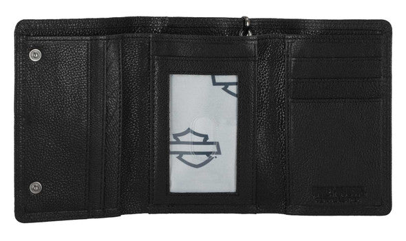Portefeuille en cuir noir à motif tête de mort en relief pour homme H-D® - MWM101/08