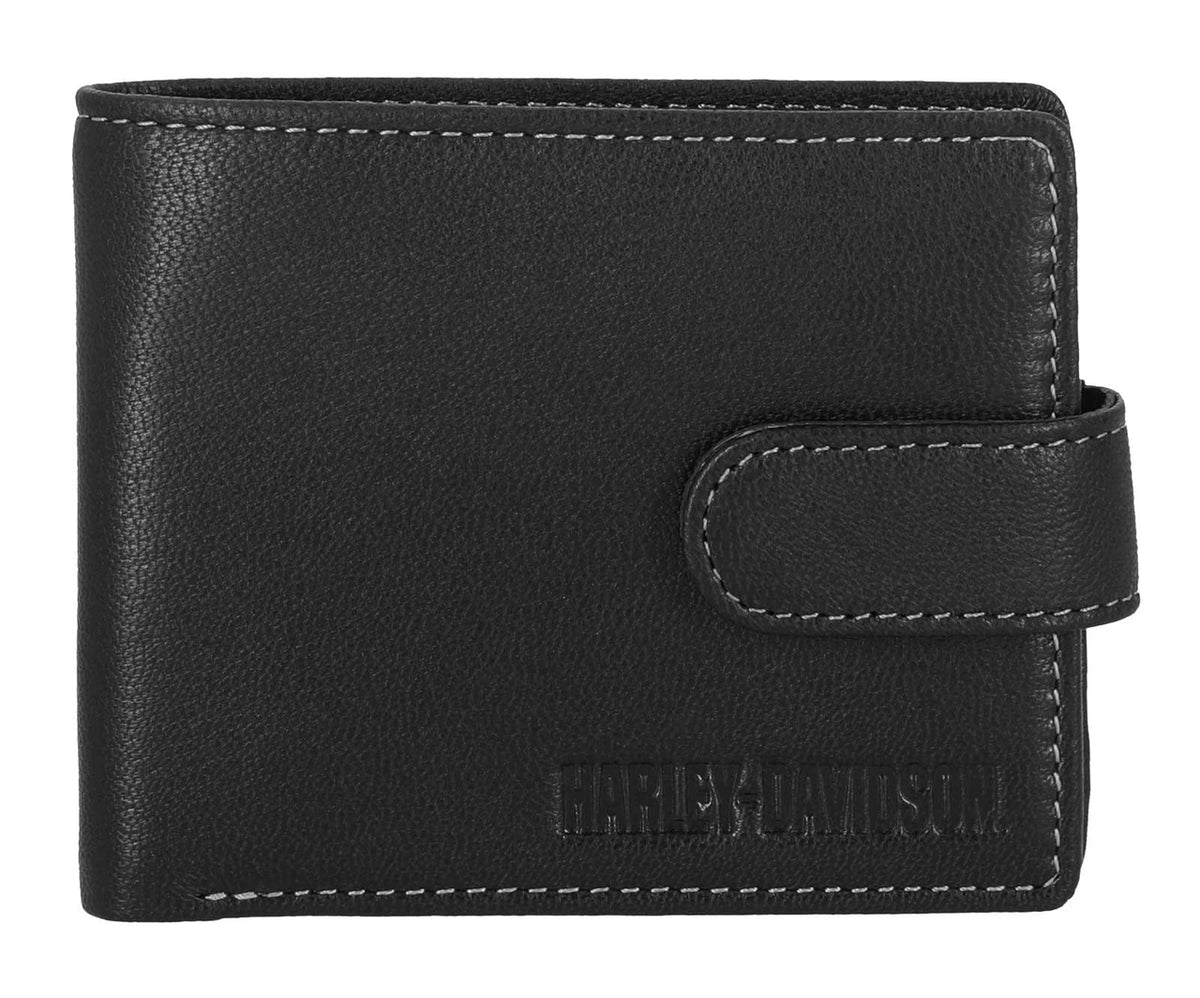 Portefeuille Harley-Davidson® pour homme, en cuir véritable noir - MWM130/08-BLK
