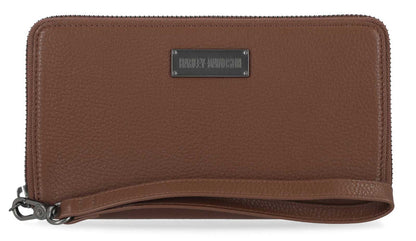 Portefeuille classique en cuir à fermeture éclair pour femme - MWW002-COGNAC