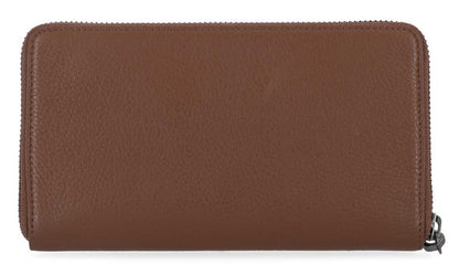 Portefeuille classique en cuir à fermeture éclair pour femme - MWW002-COGNAC