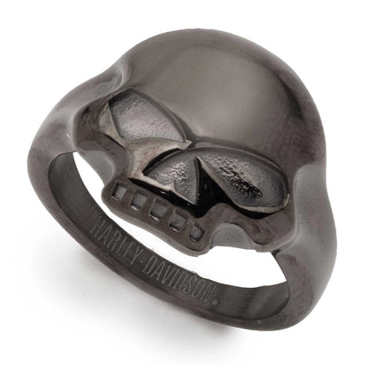 Bague Harley-Davidson pour homme avec logo Willie G tête de Willie G plaquée hématite - 34R00659