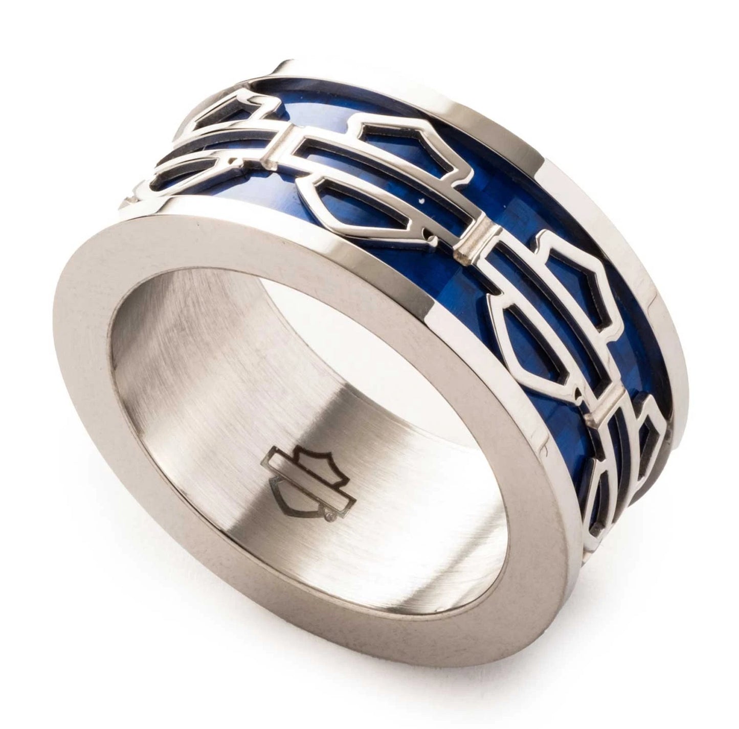 Bague pour homme Harley-Davidson avec logo B&S bleu - 34R00606